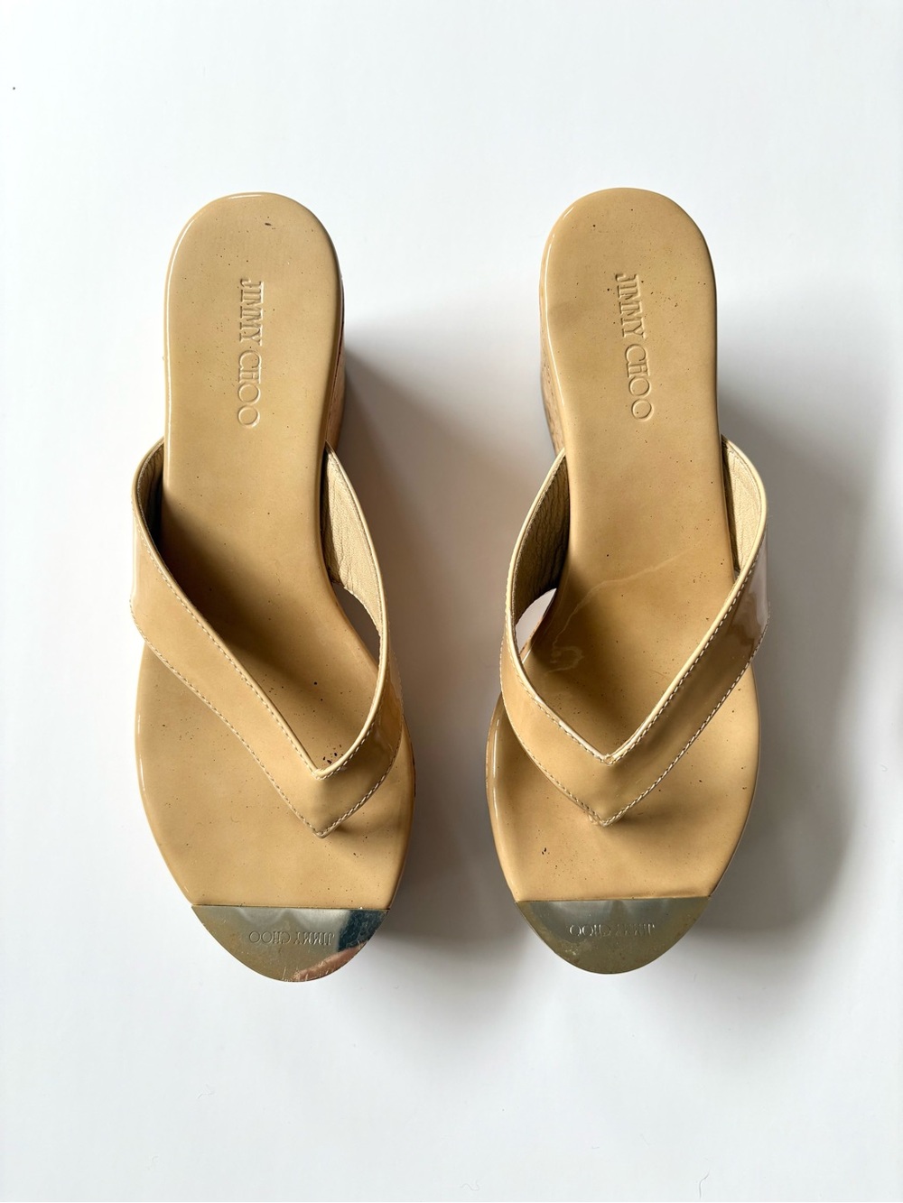 Jimmy Choo Wedge Pathos Sandals Tan Size 7